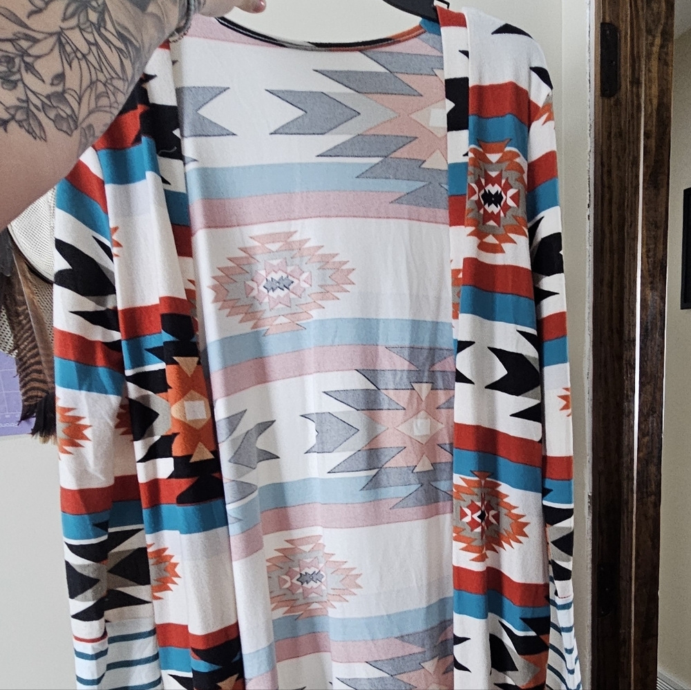 Colorful Geometric Patterned Cardigan